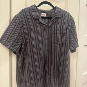 Marine Layer Caleb Resort Shirt Black Multicolor Striped Button Down Shirt